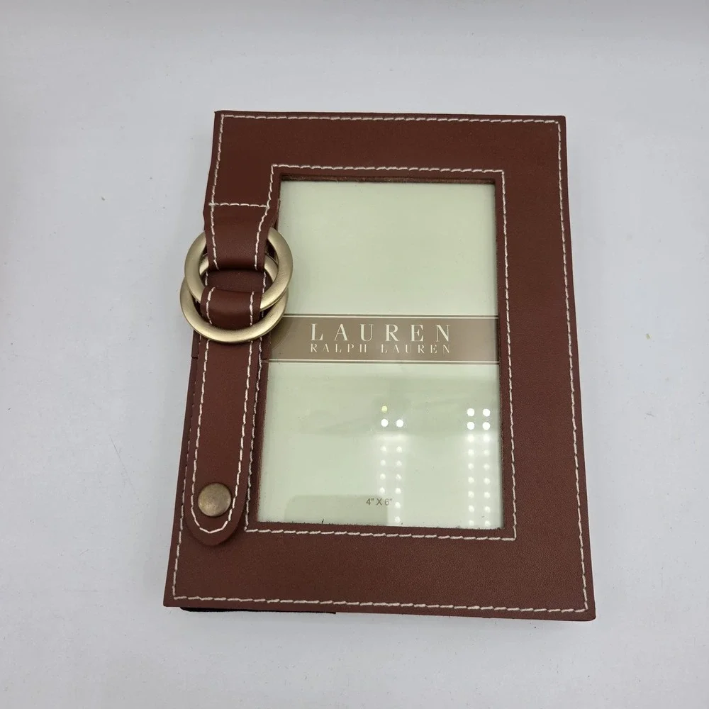 Ralph Lauren Fairwood Picture Frame Brown Leather With Buckle Photo Size 4